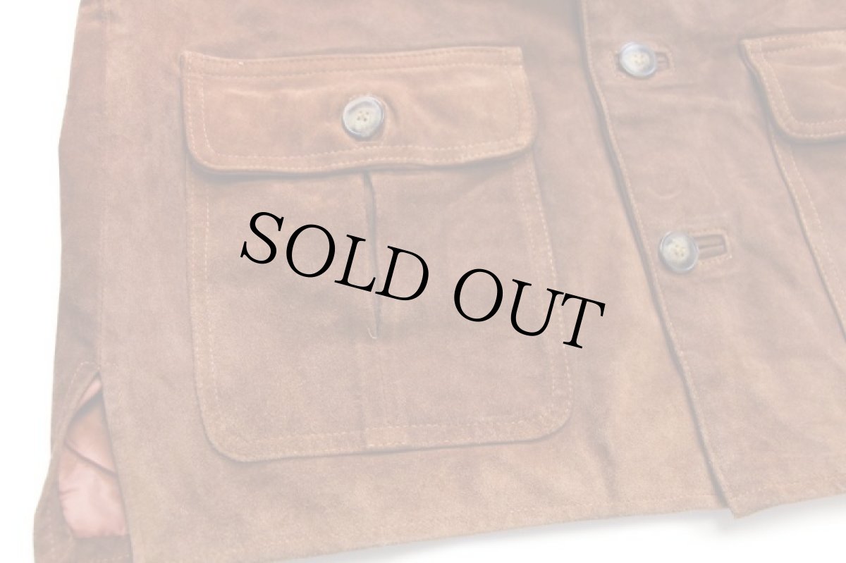 画像6: 80s イタリア製 SHARON FURS スエード レザーコート 茶 XL (6)