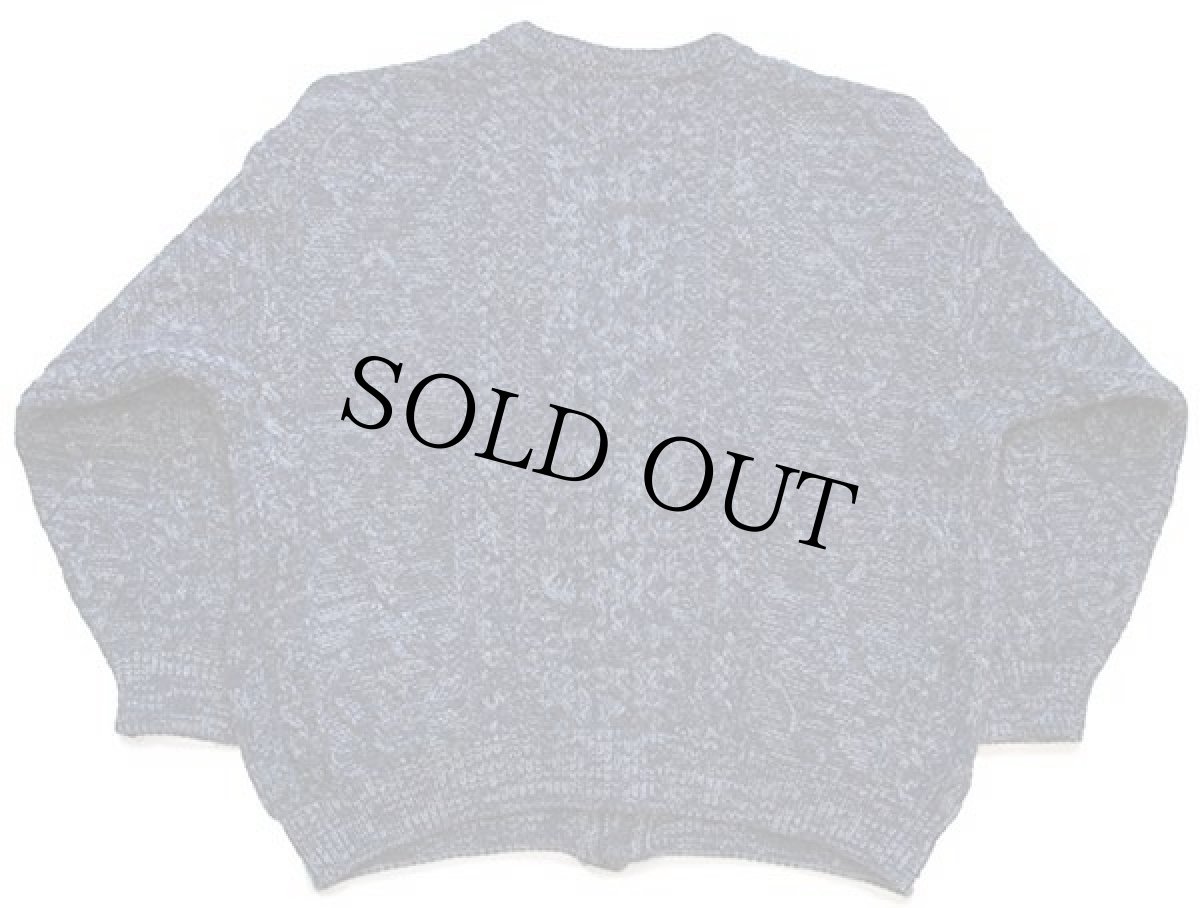 画像2: 80s イタリア製 SEVRES ケーブル編み ウール×アクリル×アルパカニット カーディガン 紺 ミックス 50 (2)