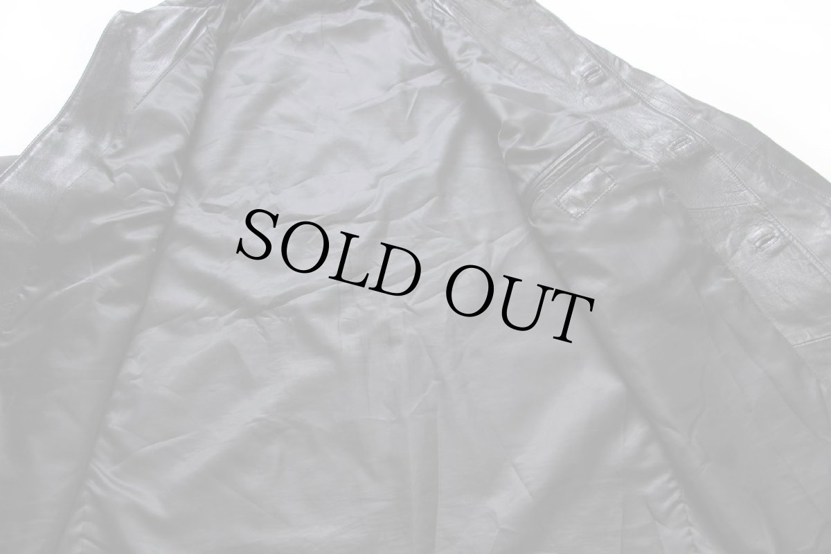 画像5: 90s イタリア製 WAKE ラムレザー ステンカラーコート 黒 XL★バルマカーン (5)