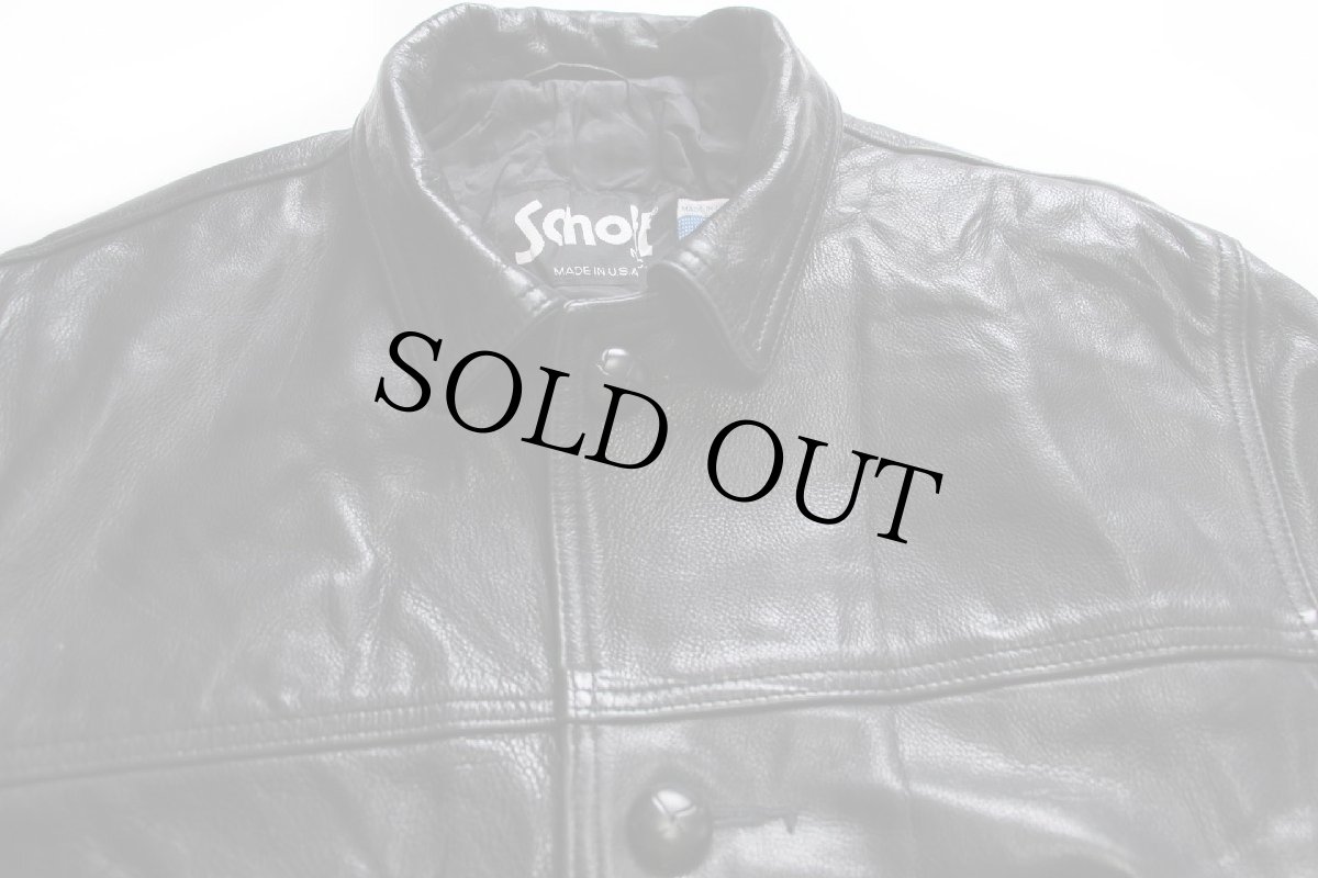 画像3: 80s USA製 Schottショット 134 キルティングライナー レザー カーコート 黒 44 (3)