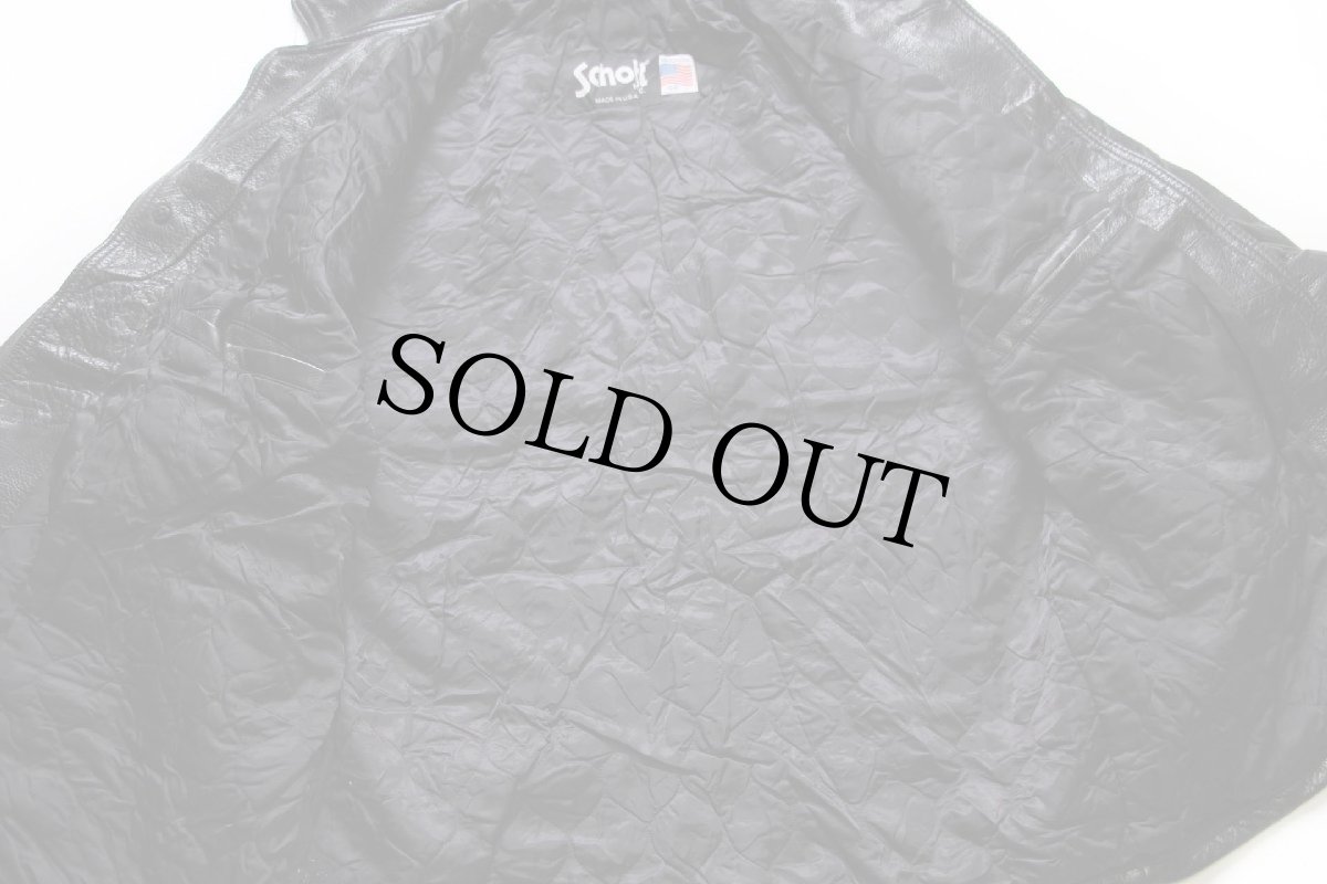 画像6: 80s USA製 Schottショット 134 キルティングライナー レザー カーコート 黒 44 (6)