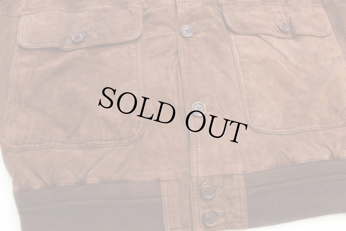 画像6: 90s UNKNOWN A-1タイプ ディアスキン スエード レザージャケット 焦げ茶 54★D (6)