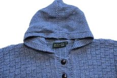 画像3: BLARNEY Woollen Mills 編み柄 ウールニット パーカー ブルーグレー S★カーディガン (3)