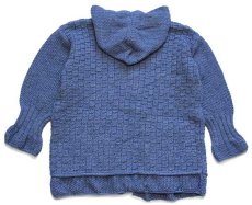 画像2: BLARNEY Woollen Mills 編み柄 ウールニット パーカー ブルーグレー S★カーディガン (2)