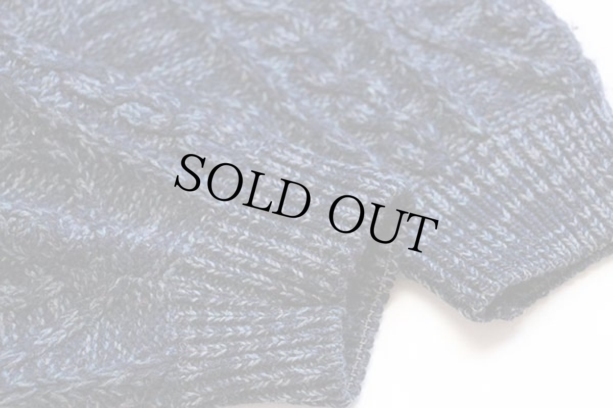 画像6: 80s イタリア製 SEVRES ケーブル編み ウール×アクリル×アルパカニット カーディガン 紺 ミックス 50 (6)