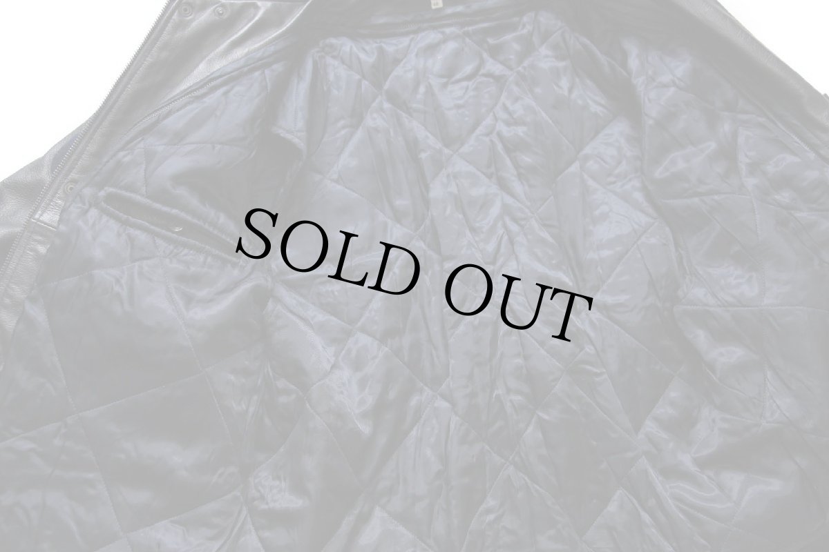 画像5: UNKNOWN A-2タイプ キルティングライナー フライト レザージャケット 紺 48 (5)