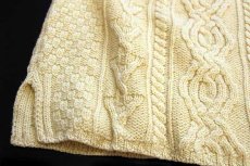 画像5: アイルランド製 aran crafts ケーブル編み メリノウールニット セーター 薄黄 L (5)