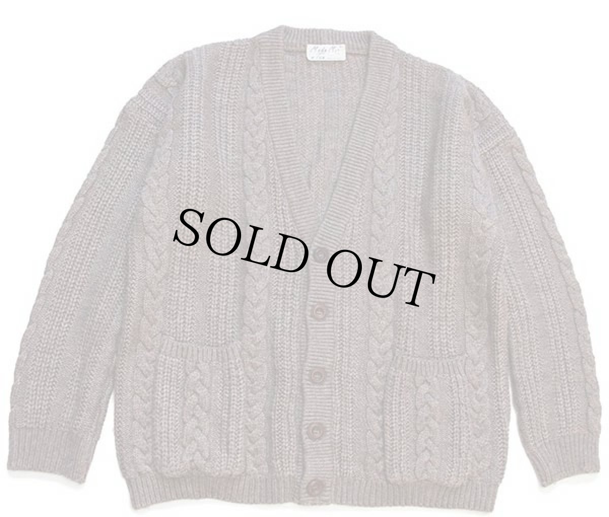 画像1: 80s イタリア製 Moda Mio e Tue ケーブル編み ウール×アクリルニット カーディガン グレーブラウン L (1)