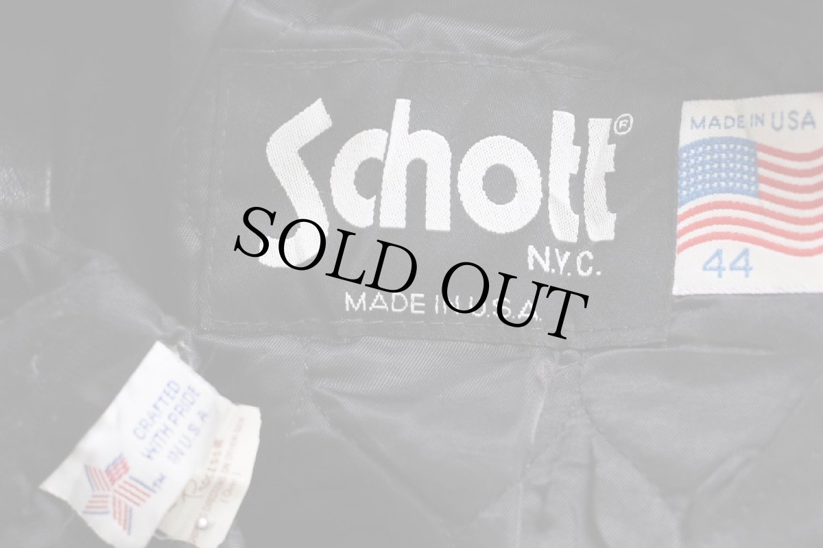 画像4: 80s USA製 Schottショット 134 キルティングライナー レザー カーコート 黒 44 (4)