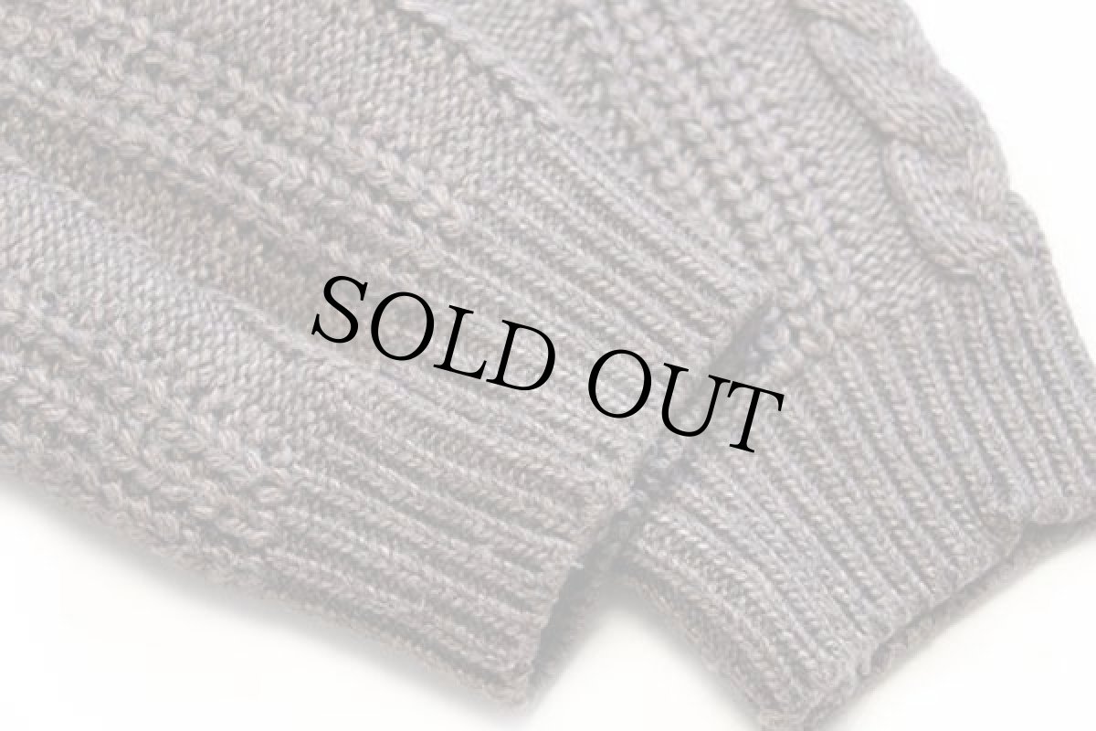 画像6: 80s イタリア製 Moda Mio e Tue ケーブル編み ウール×アクリルニット カーディガン グレーブラウン L (6)