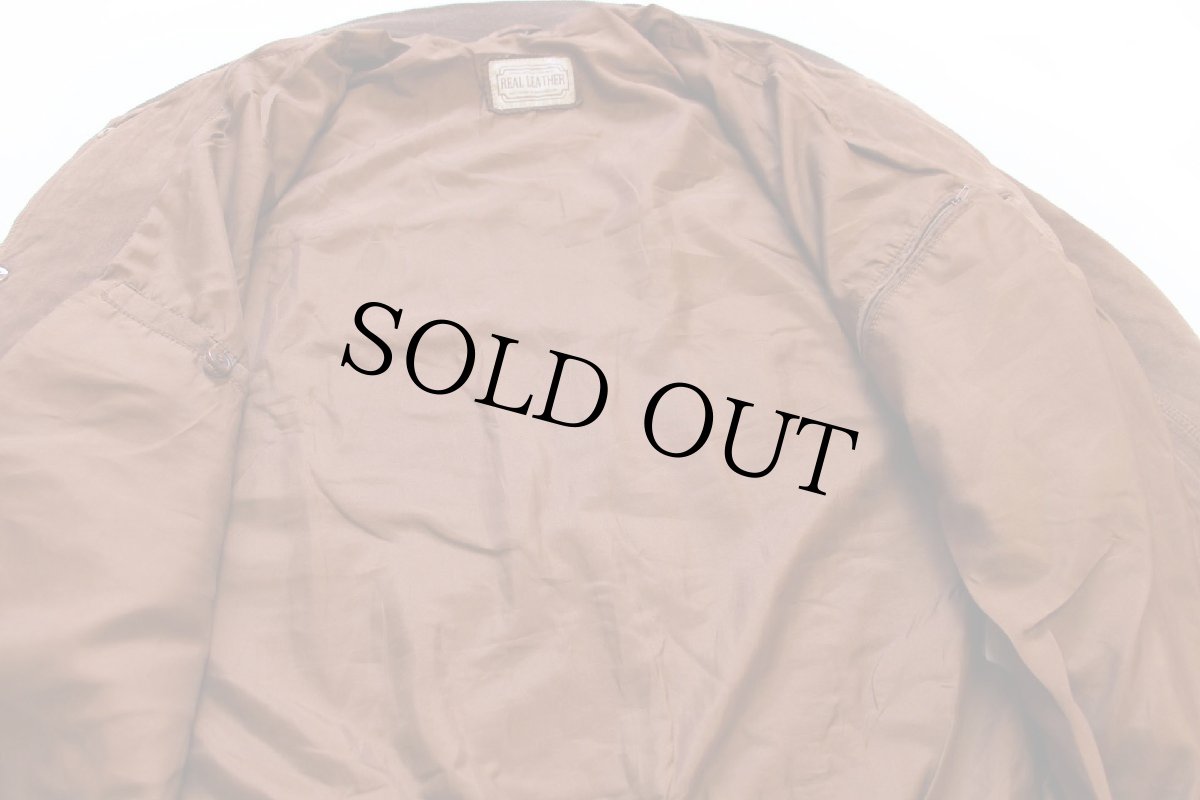 画像5: 90s UNKNOWN A-1タイプ ディアスキン スエード レザージャケット 焦げ茶 54★D (5)