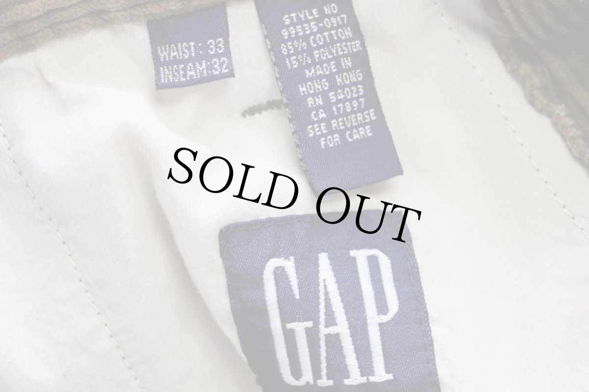 画像6: 90s GAPギャップ ツータック 太畝 コーデュロイパンツ グレーダークブラウン w33 L32 (6)