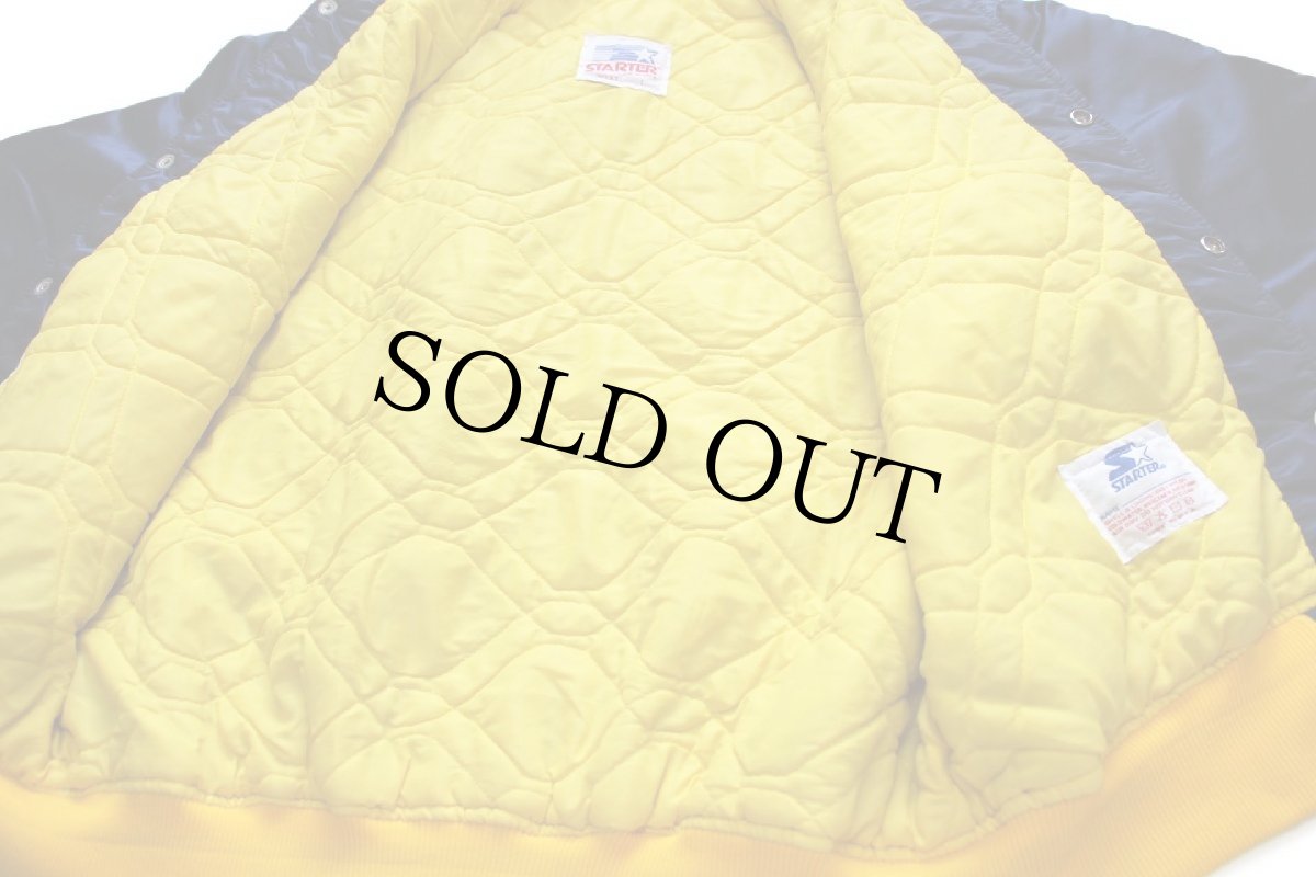 画像5: 90s USA製 STARTERスターター MICHIGAN キルティングライナー ナイロンスタジャン 紺 L (5)