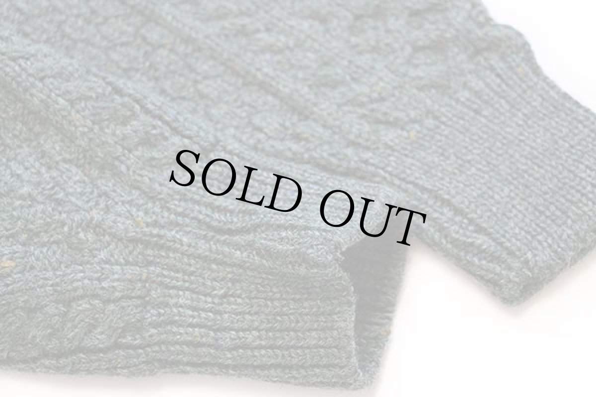 画像6: アイルランド製 country collection ケーブル編み ネップ入り ウールニット カーディガン 緑 S★フィッシャーマン (6)