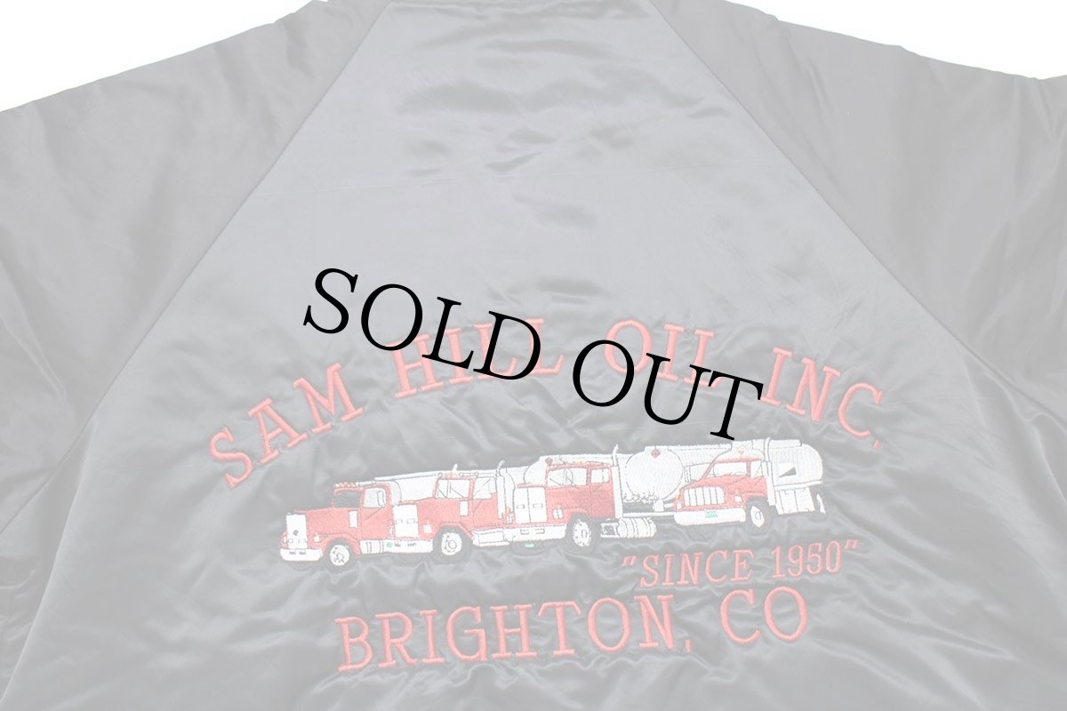 画像4: 90s USA製 HARTWELL Sam Hill Oil コンボイ トラック 刺繍 キルティングライナー ナイロンジャケット 黒 M (4)