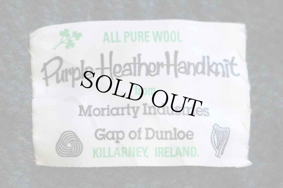 画像4: アイルランド製 Moriarty Industries ノーカラー ケーブル編み ネップ入り ウール ハンドニット カーディガン 深緑★フィッシャーマン (4)