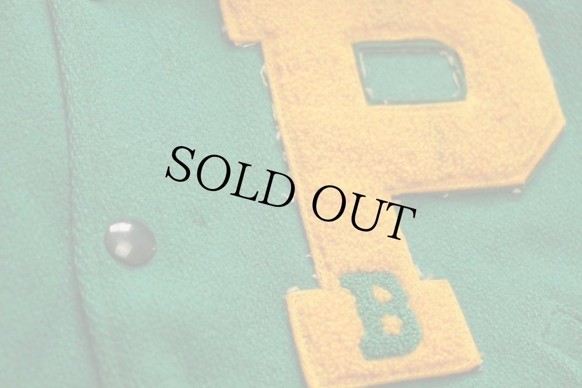 画像6: 50s TIMBERLINE Brill Bros レタードパッチ付き メルトン ウールスタジャン 緑×黄 38 (6)