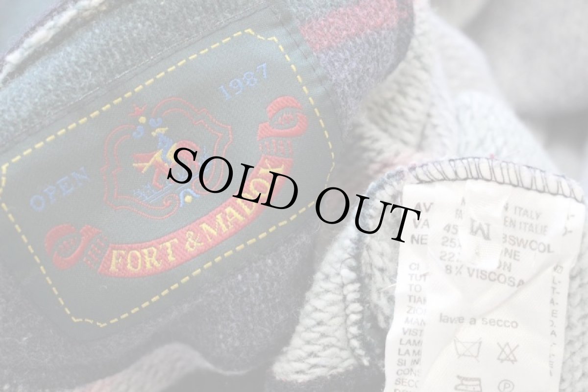 画像4: 90s イタリア製 FORT&MADOX ランダムボーダー ラムウール×コットン混 ニット カーディガン M (4)