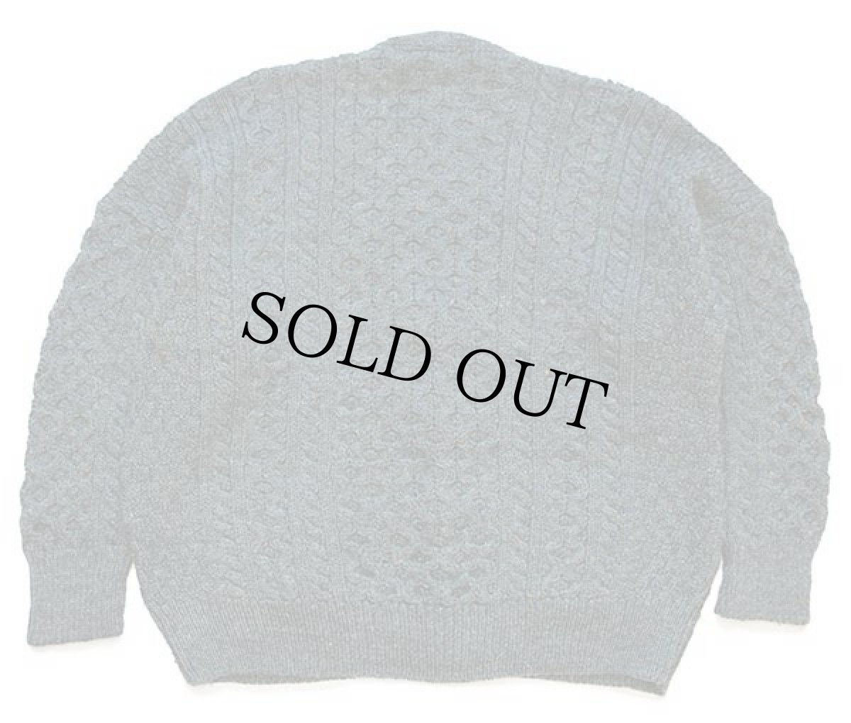 画像2: アイルランド製 country collection ケーブル編み ネップ入り ウールニット カーディガン 緑 S★フィッシャーマン (2)