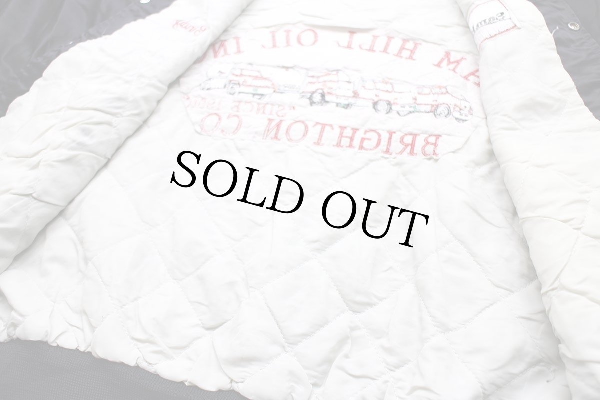 画像6: 90s USA製 HARTWELL Sam Hill Oil コンボイ トラック 刺繍 キルティングライナー ナイロンジャケット 黒 M (6)