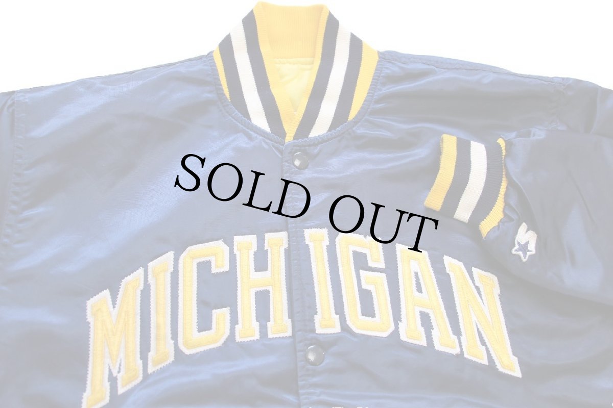 画像3: 90s USA製 STARTERスターター MICHIGAN キルティングライナー ナイロンスタジャン 紺 L (3)