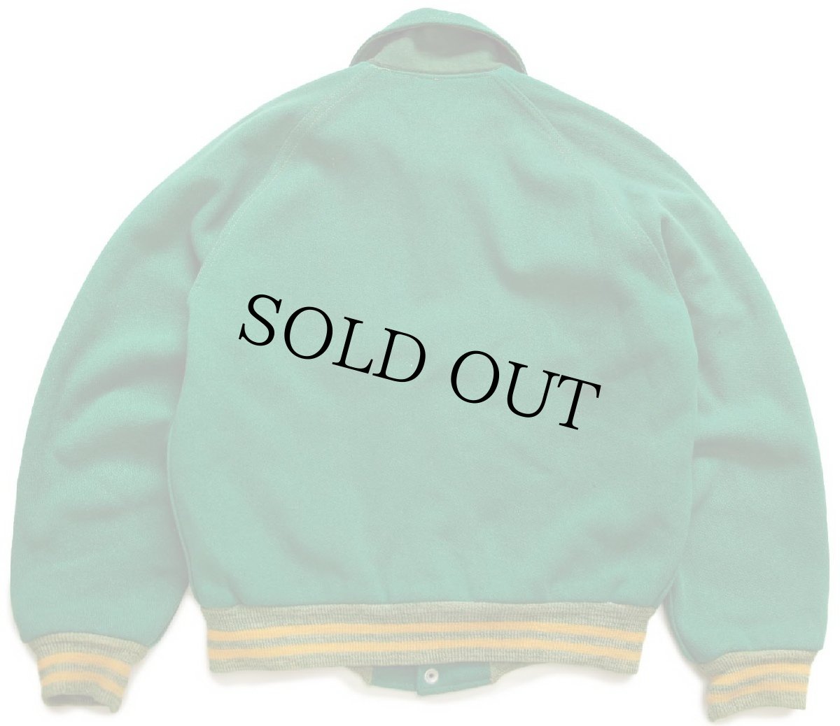 画像2: 50s TIMBERLINE Brill Bros レタードパッチ付き メルトン ウールスタジャン 緑×黄 38 (2)