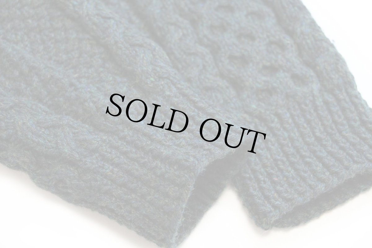 画像6: アイルランド製 Moriarty Industries ノーカラー ケーブル編み ネップ入り ウール ハンドニット カーディガン 深緑★フィッシャーマン (6)