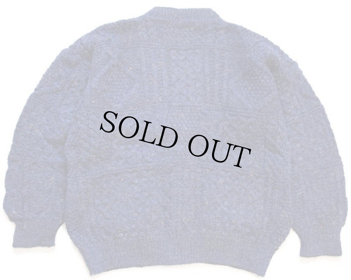 画像2: アイルランド製 Country Club ケーブル編み ネップ入り ウールニット カーディガン 紺 S★フィッシャーマン (2)