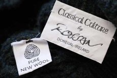 画像4: アイルランド製 classical culture by Rossan ケーブル編み ウールニット カーディガン 深緑★フィッシャーマン (4)