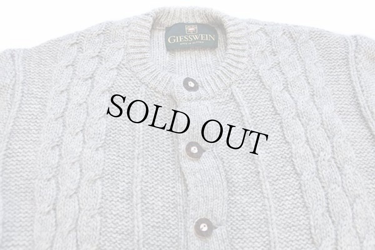 画像3: オーストリア製 GIESSWEIN ケーブル編み チロリアン ウールニット カーディガン グレー 54★フィッシャーマン (3)