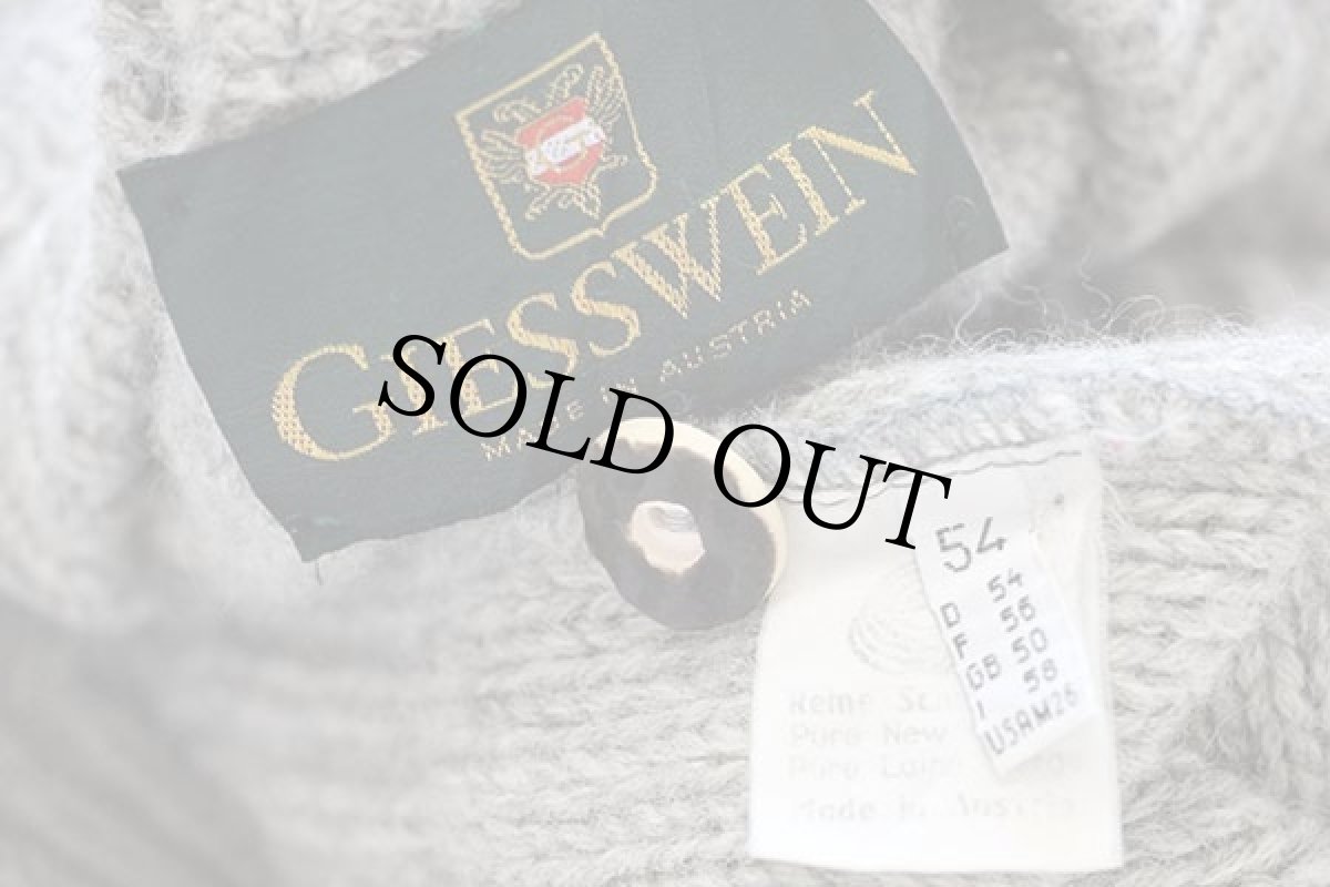 画像4: オーストリア製 GIESSWEIN ケーブル編み チロリアン ウールニット カーディガン グレー 54★フィッシャーマン (4)