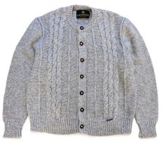 画像1: オーストリア製 GIESSWEIN ケーブル編み チロリアン ウールニット カーディガン グレー 54★フィッシャーマン (1)