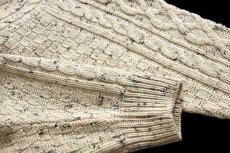 画像6: アイルランド製 The Sweater Shop ロールネック ケーブル編み ネップ入り ウールニット セーター ナチュラル L (6)
