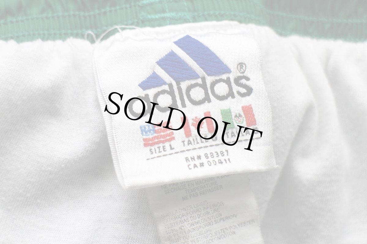画像6: 00s adidasアディダス パフォーマンス ロゴ刺繍 ライナー付き ナイロン トラックパンツ 緑 L★ジャージ (6)