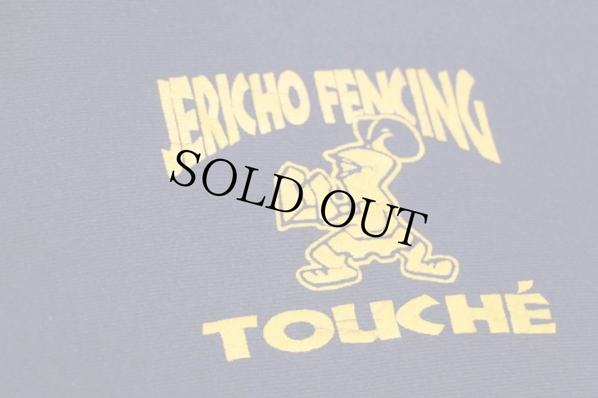 画像6: 90s Leeリー JERICHO FENCING TEAM 両面ひび割れプリント リバースウィーブ スウェットパーカー ナス紺 XL (6)