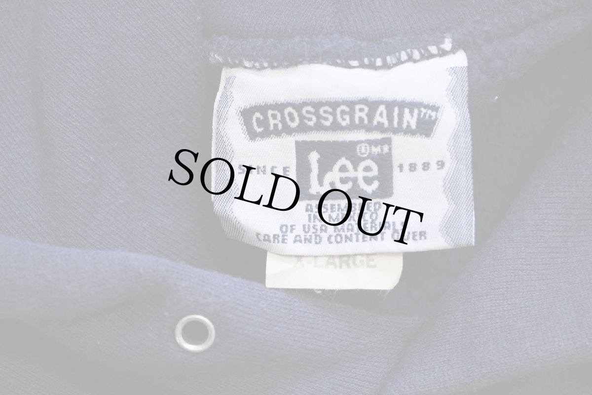 画像5: 90s Leeリー JERICHO FENCING TEAM 両面ひび割れプリント リバースウィーブ スウェットパーカー ナス紺 XL (5)