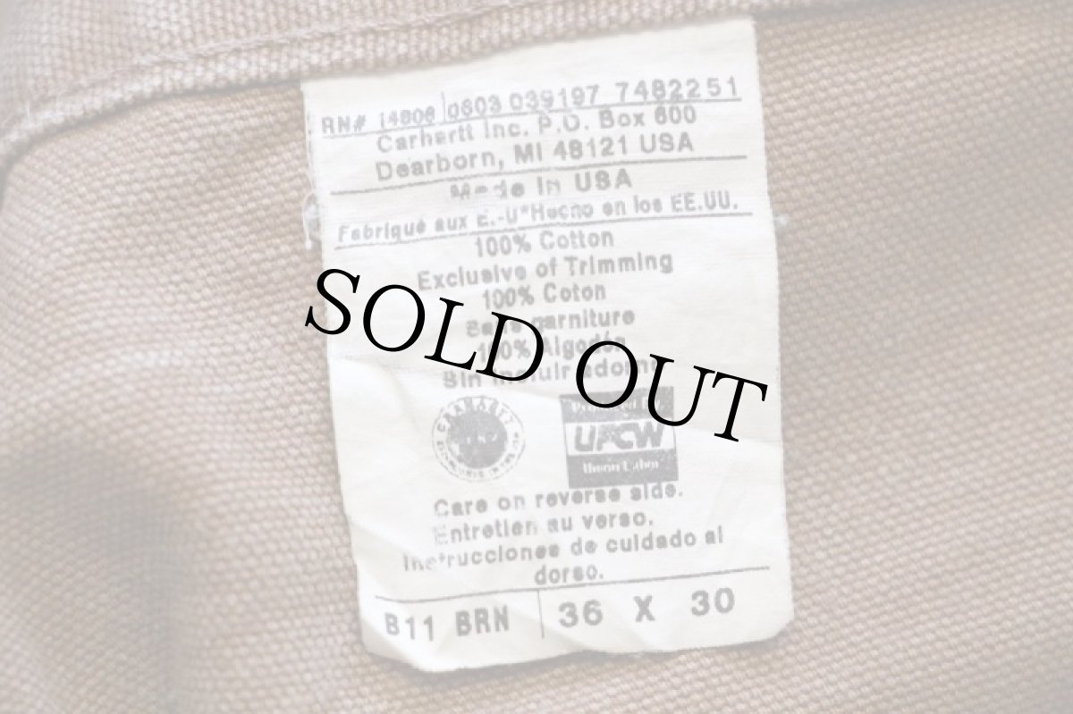 画像6: 00s USA製 carharttカーハート ダック地 ペインターパンツ 茶 w36 L30 (6)