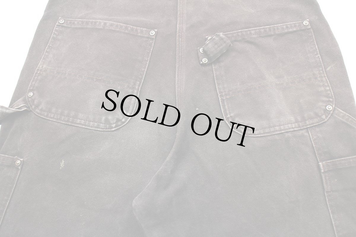 画像6: 00s メキシコ製 carharttカーハート ダック地 ダブルニー オーバーオール ペンキ飛び 焦げ茶 w32 L30 (6)