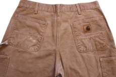 画像5: 00s USA製 carharttカーハート ダック地 ペインターパンツ 茶 w36 L30 (5)