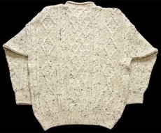 画像2: アイルランド製 The Sweater Shop ロールネック ケーブル編み ネップ入り ウールニット セーター ナチュラル L (2)