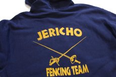 画像4: 90s Leeリー JERICHO FENCING TEAM 両面ひび割れプリント リバースウィーブ スウェットパーカー ナス紺 XL (4)