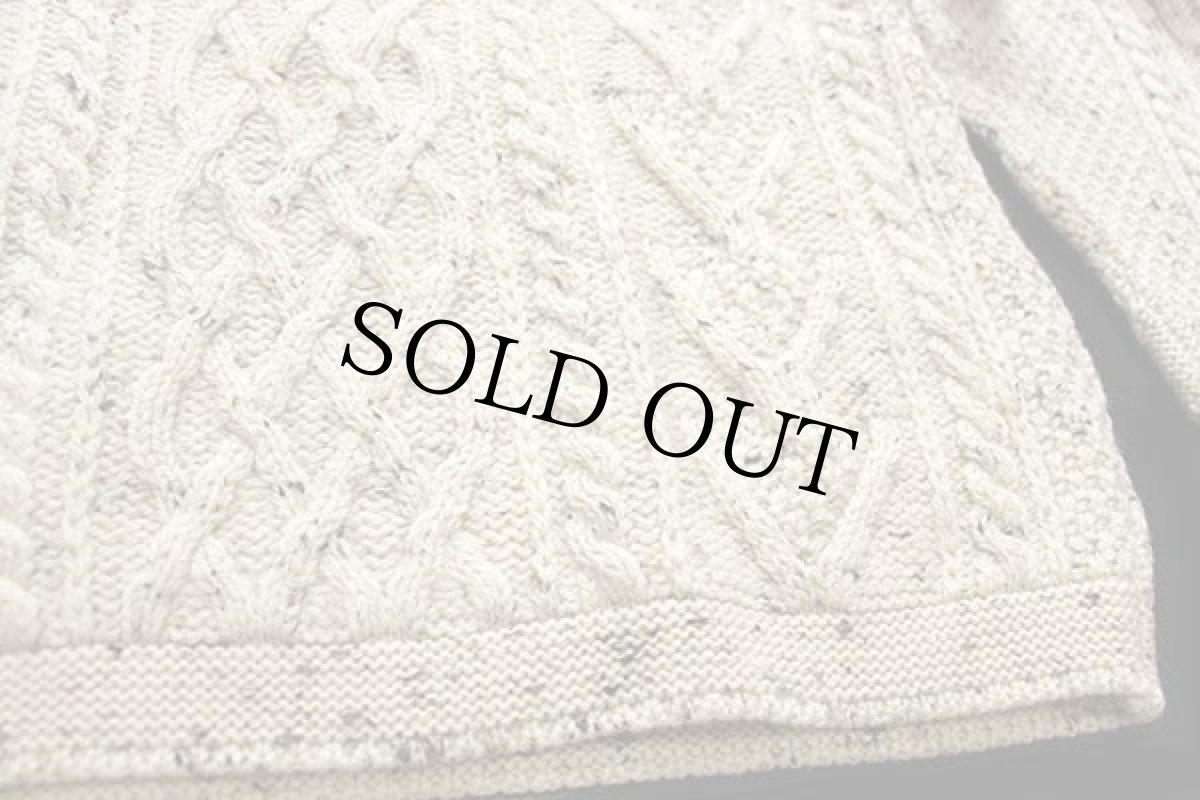 画像5: UNKNOWN ロールネック ケーブル編み ネップ入り ウールニット セーター ナチュラル★フィッシャーマン (5)