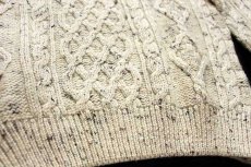 画像5: アイルランド製 The Sweater Shop ロールネック ケーブル編み ネップ入り ウールニット セーター ナチュラル L (5)