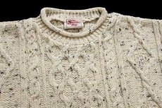 画像3: アイルランド製 The Sweater Shop ロールネック ケーブル編み ネップ入り ウールニット セーター ナチュラル L (3)