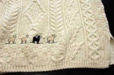 画像5: アイルランド製 Irish Homecraft 羊 刺繍 ロールネック ケーブル編み ウールニット セーター ナチュラル M★フィッシャーマン (5)