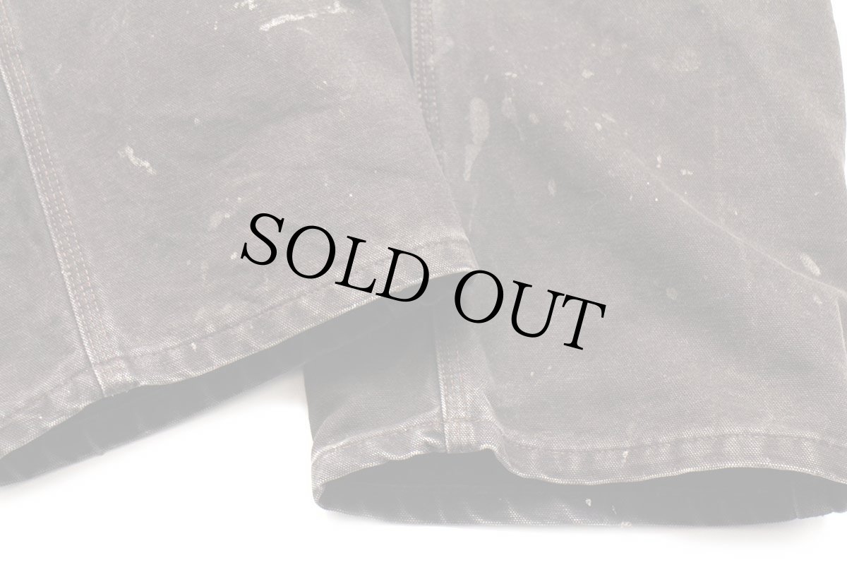 画像8: 00s メキシコ製 carharttカーハート ダック地 ダブルニー オーバーオール ペンキ飛び 焦げ茶 w32 L30 (8)