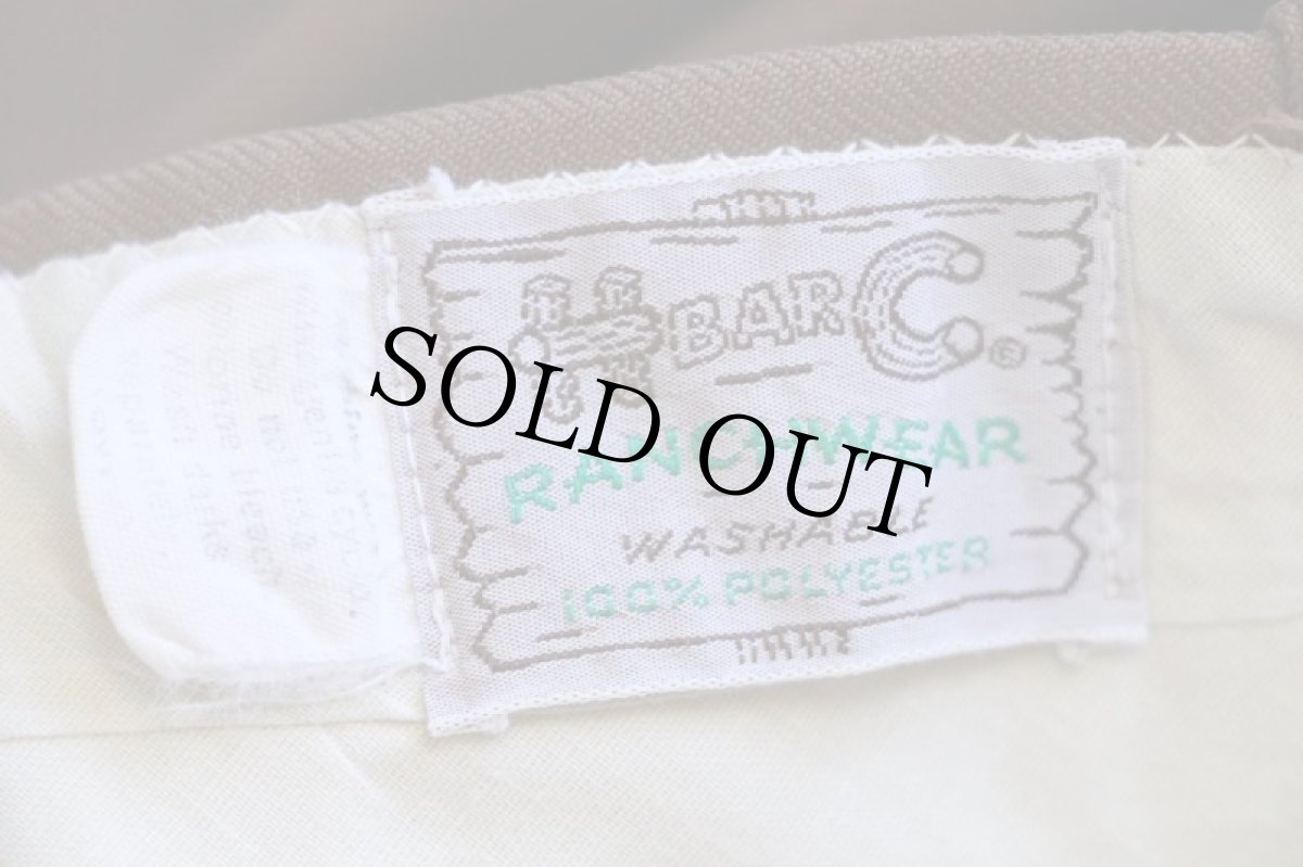 画像5: 60s HBARC フレア ポリエステル ランチパンツ 薄茶 w34 (5)