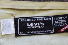 画像6: 80s Levi'sリーバイス ACTION SLACKS STA-PRESTスタプレ グレンチェック フレア スラックス ポリエステルパンツ w38 (6)