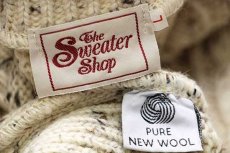 画像4: アイルランド製 The Sweater Shop ロールネック ケーブル編み ネップ入り ウールニット セーター ナチュラル L (4)