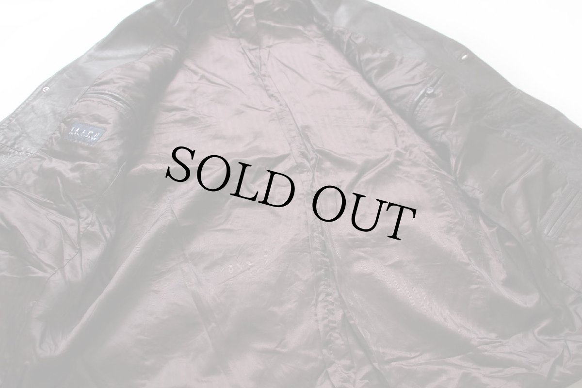 画像5: 00s RALPH LAURENラルフローレン 3つボタン ラムレザー テーラードジャケット 焦げ茶 42R★ブレザー (5)